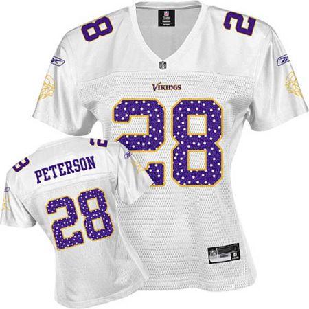 Vikings #28 Adrian Peterson White Women's Sweetheart Stitched NFL Jersey